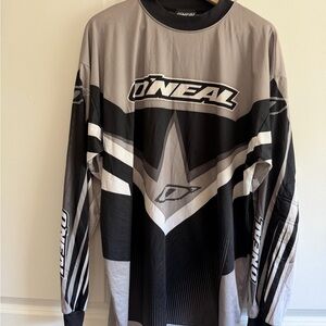 O'Neal Men's Black and Gray Long Sleeve Riding Jersey Racing Motocross